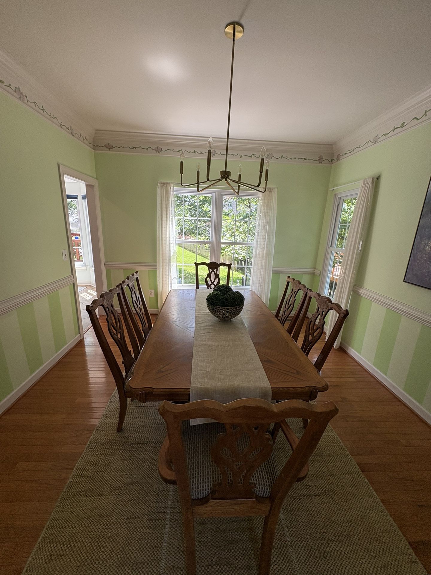 Wooden Dining Set With 6 Chairs (expandable)