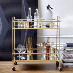 West Elm bar cart Terrace Bar Cart Antique Brass/Glass/Mirror