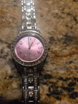 Women's Quartz Watch Pink Dial Crystal Bezel