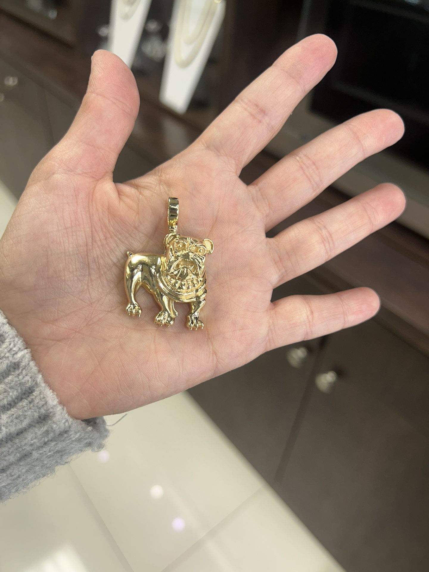 Pendant Charm Yellow Gold 14k. Bulldog
