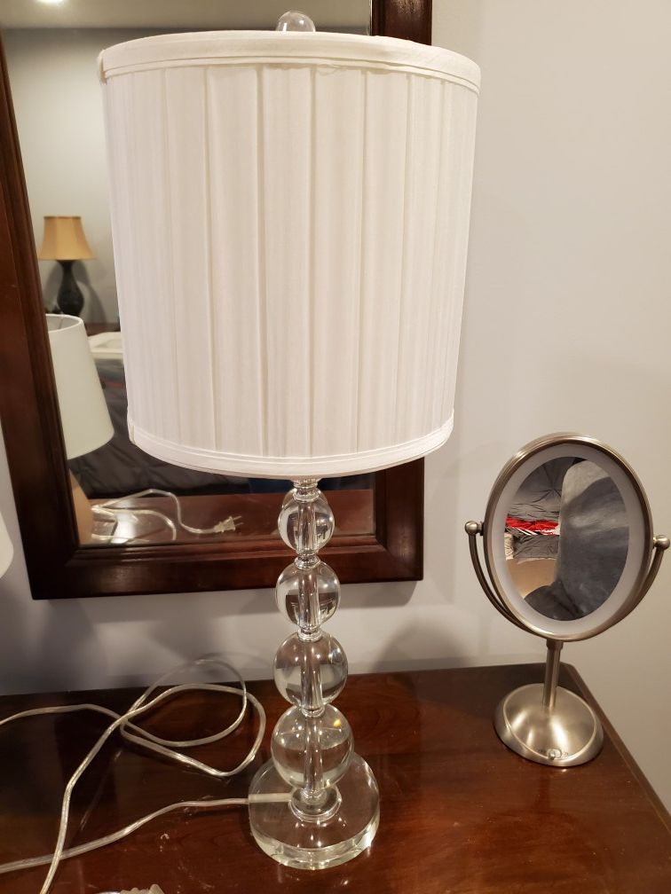 Tall glass crystal lamp with shade