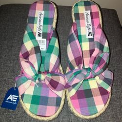 American Eagle Plaid Wedges