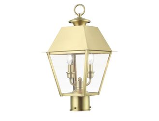 Livex Lighting, 27216-08, Wentworth, Outdoor Medium Post Top Lantern, Natural Brass