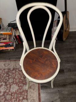 Vintage Bentwood Bistro Chair White and Wood