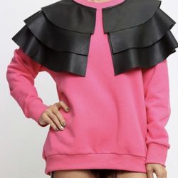 Ms. Pink And Leather Sweatshirt 