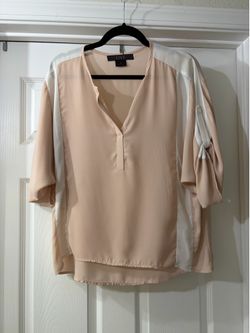 Ovi Women’s Smock Gypsy Blouse Peach and White