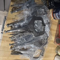 10pc 11” swival pad locking C clamps all new $80 for all or $8 each 