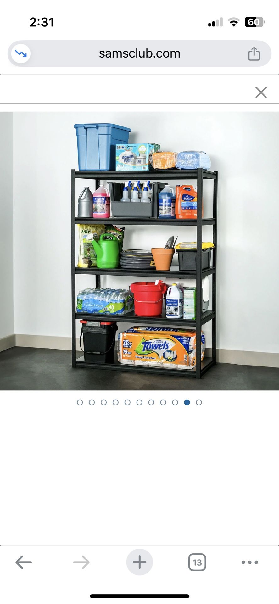 5 Tier Storage Shelf, 48" W x 24" D x 72" H