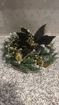 Black and Gold Christmas Centerpiece Arrangement