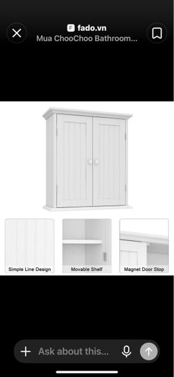 ChooChoo White Wall-Mounted Bathroom Cabinet