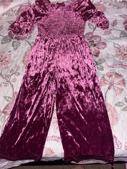 Crushed Velvet Jumpsuit Wide Leg