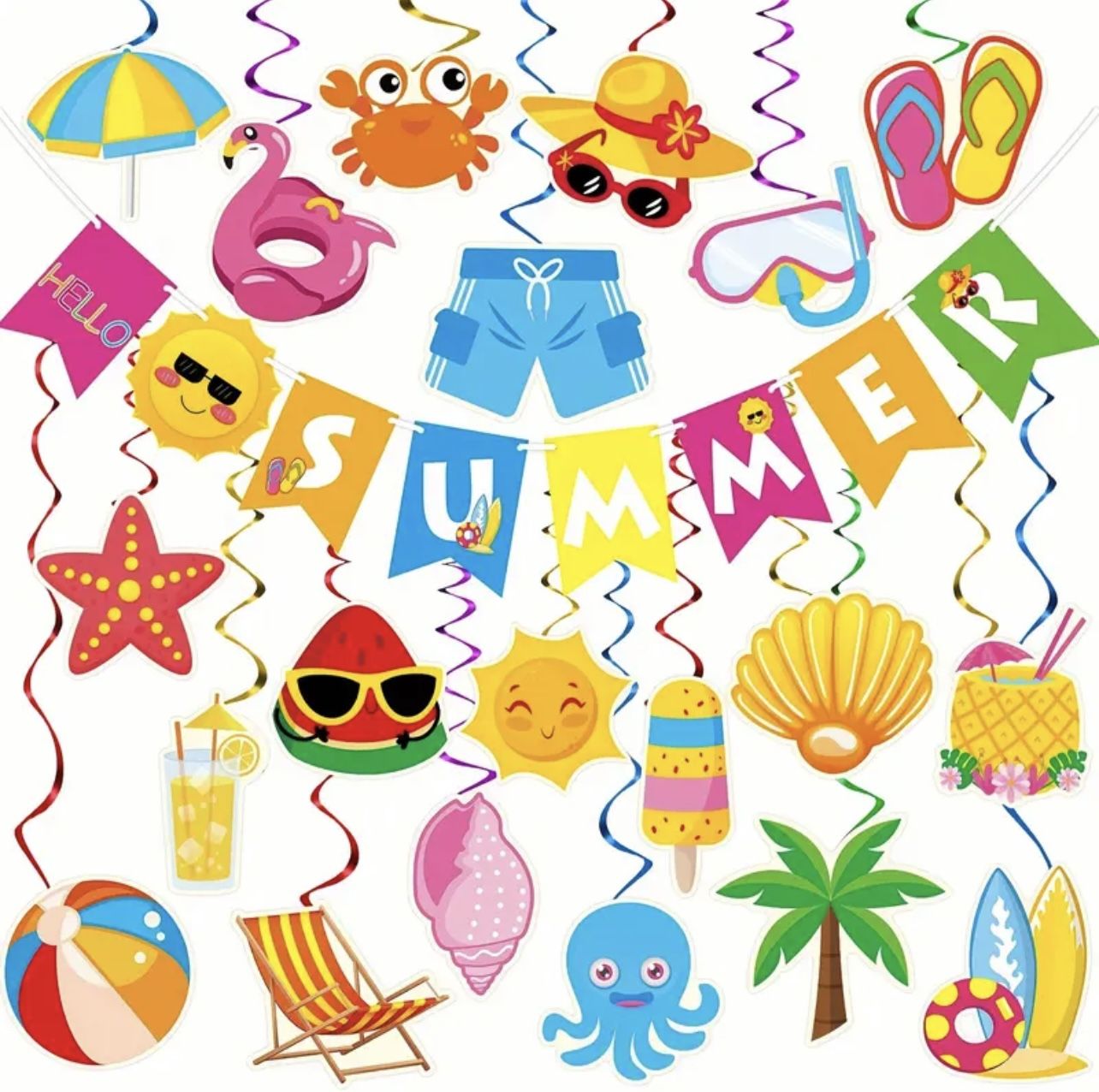Summer Party Decorations- 61pcs Beach Party Decorations