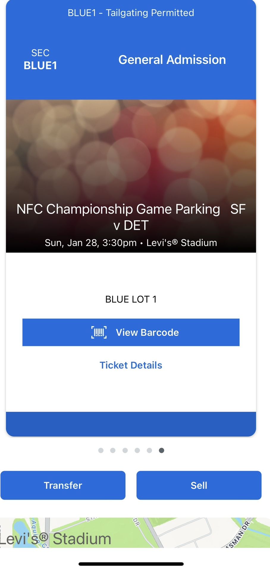 NFC Championship Game Parking SF v DET