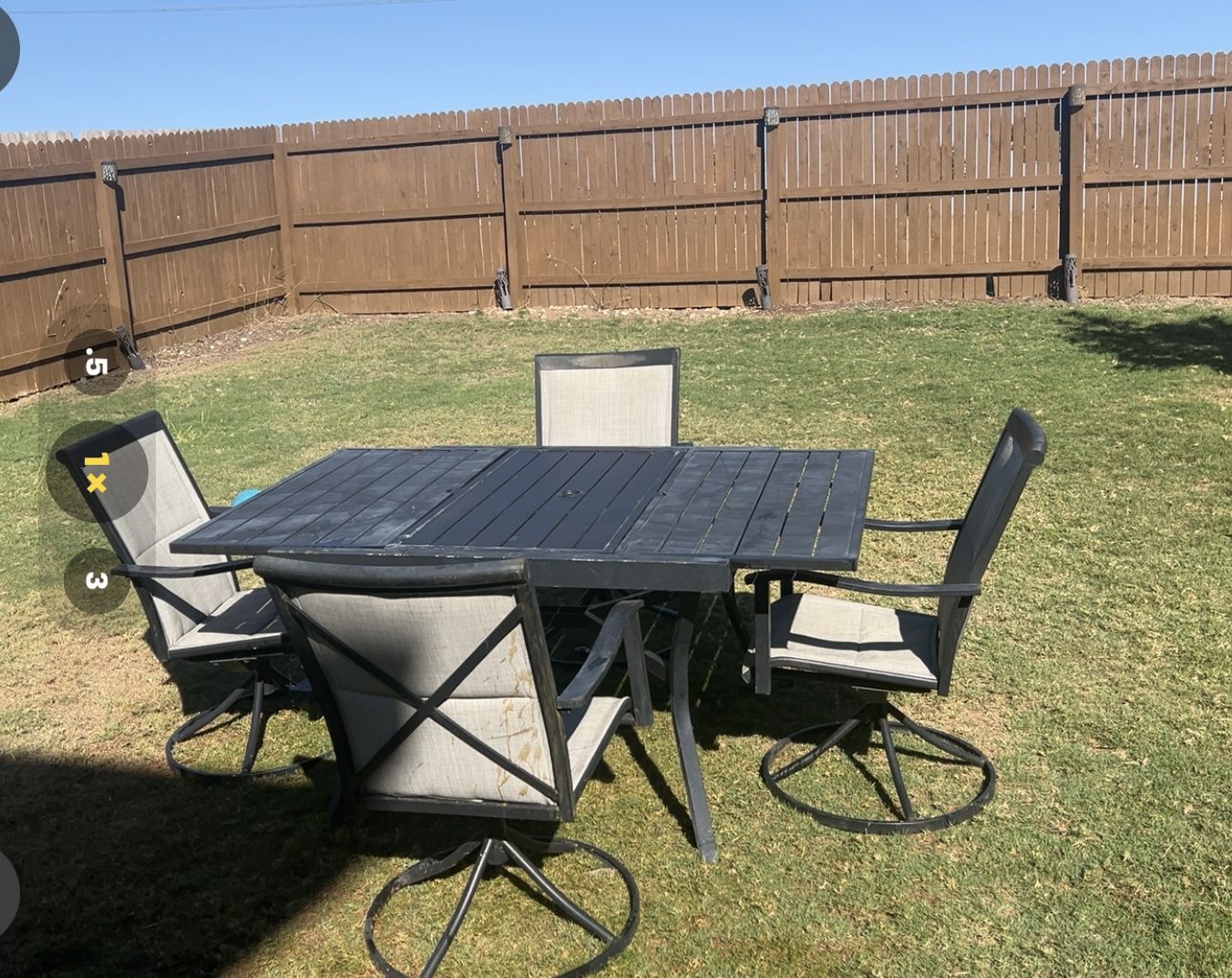 Hanover Manor 5 Piece Aluminum Outdoor Dining Set with 4 Sling Swivel Chairs