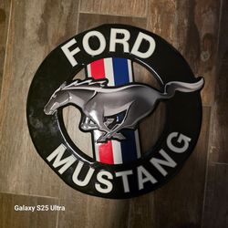 Ford Mustang Round Metal Wall Sign