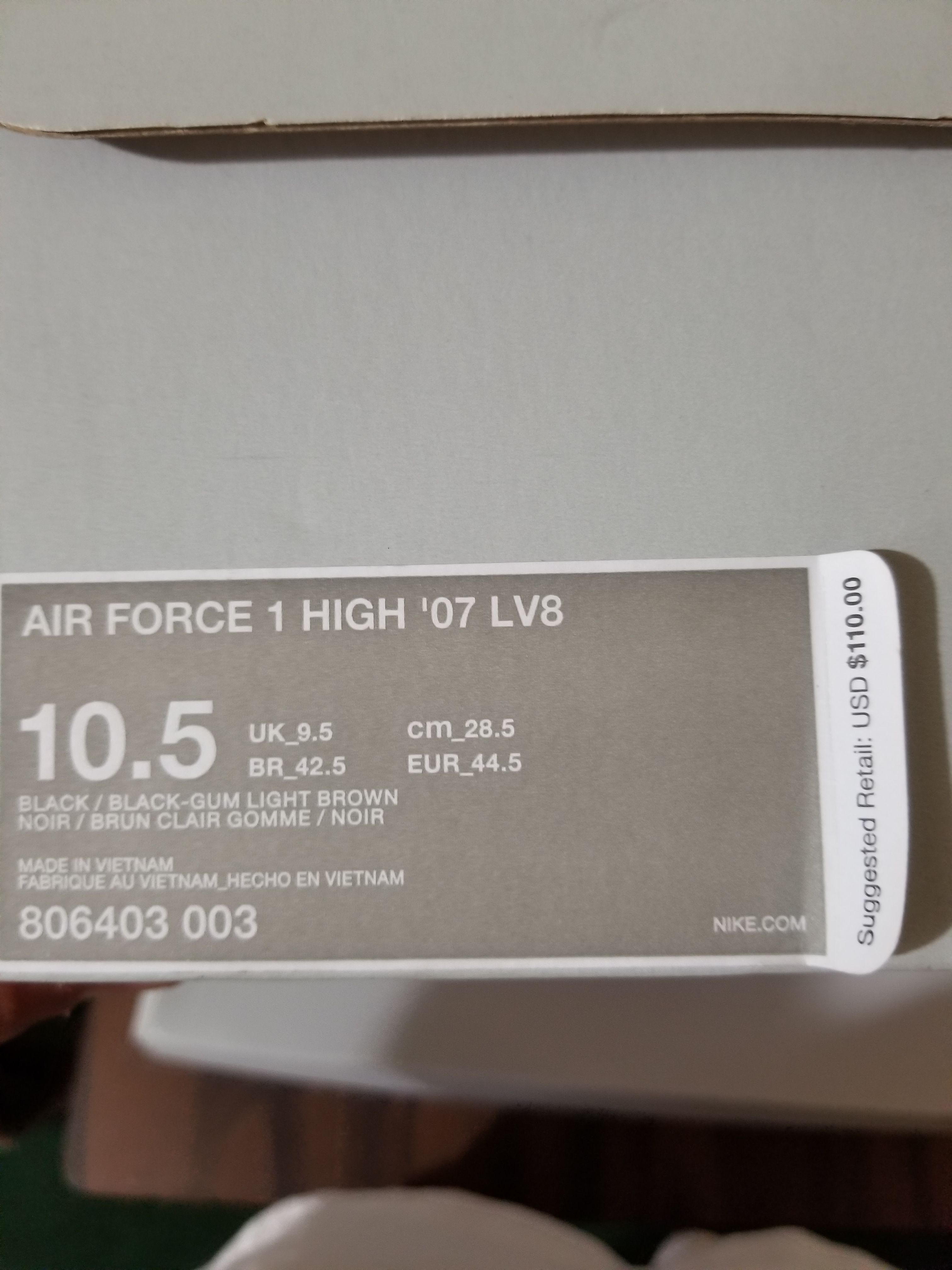 Nike Air Force 1 LV8 High GS Black Speckle Gold GUM Hightops Sneakers WMNS  6 for Sale in Mentone, CA - OfferUp