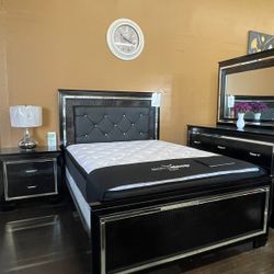 Black LED Queen Bedroom Set