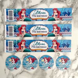 Little Mermaid 🧜‍♀️ Birthday Party Theme Labels Chip Bags Caprisun Hershey Cheetos Stickers