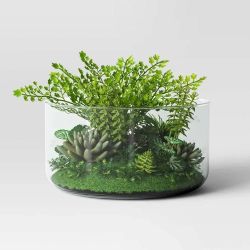Large Clear  Glass Terrarium Artificial Plants 