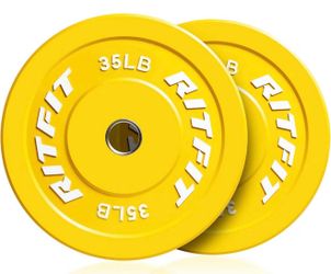 NEW - Set of 2  -35LB RitFit Pink Olympic Bumper Weight Plates