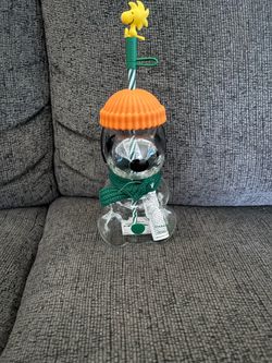 Starbucks Peanuts Snoopy Glass Cup with Straw