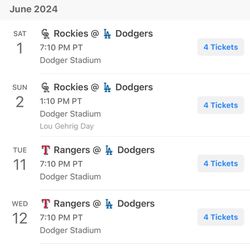 LA Dodgers Home Game Tickets! - Season Ticket Holder