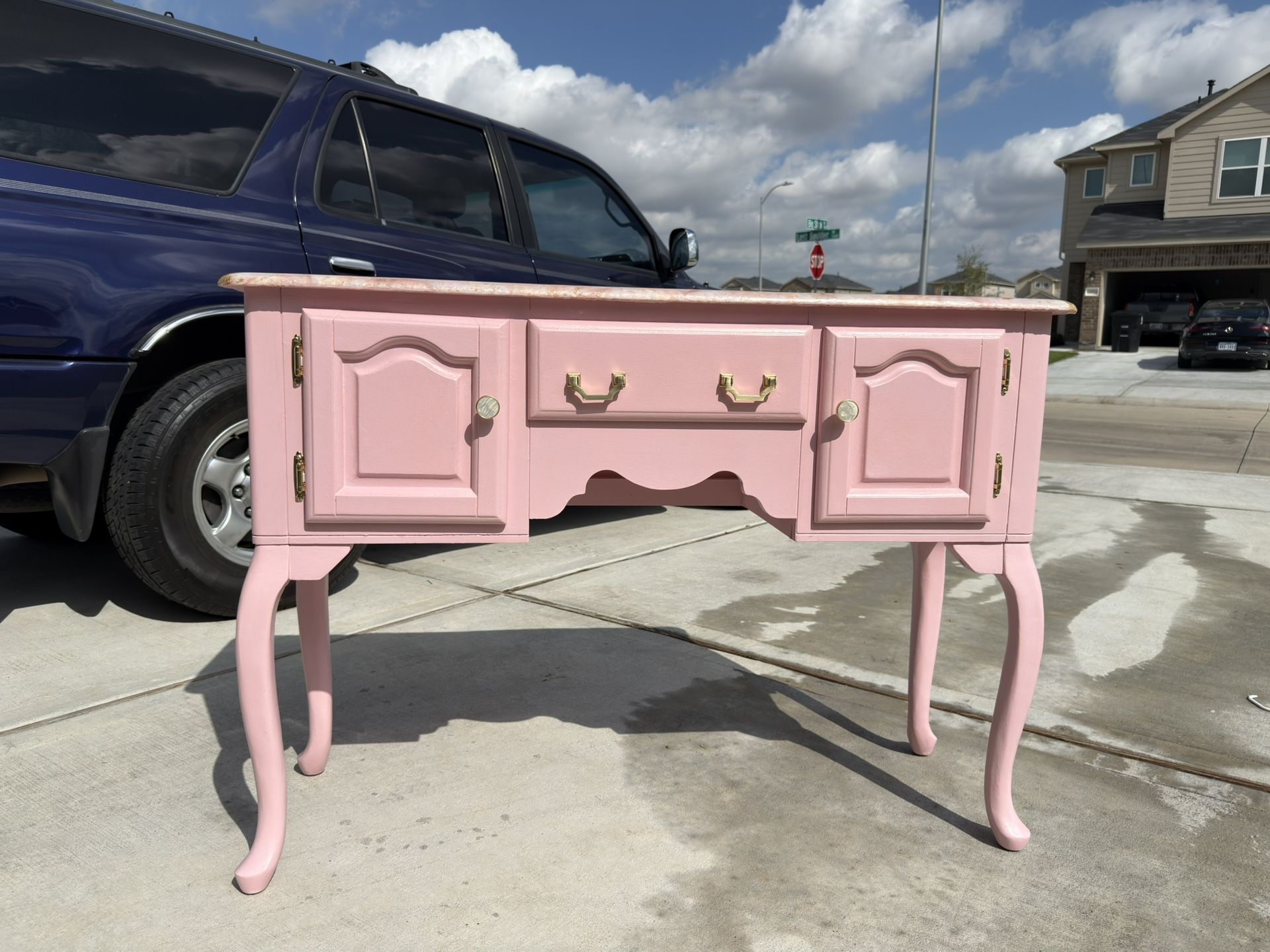 Cute PINK Vanity / End Table / TV Console / Epoxy Resin Table