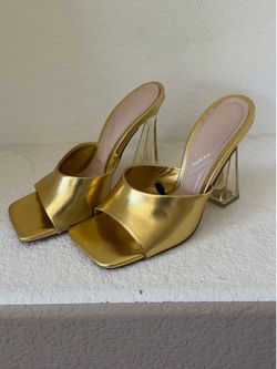 Zara Gold Mules Size 8