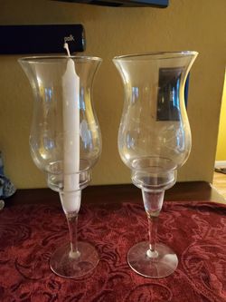 Princess House Crystal Hurricane Lamps