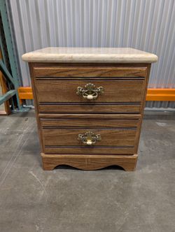 Marble Top Two Drawer Nightstand