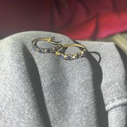 Gold, Sterling Silver And Onyx Earrings 