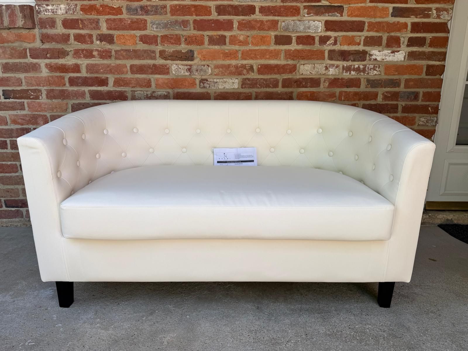 Naomi Home Modern Two-Seater Sofa - White