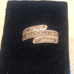 Natural Champagne Diamond Bypass Ring