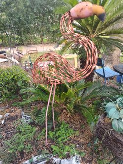 Large Metal Flamingo Garden Sculpture 5 ft tall