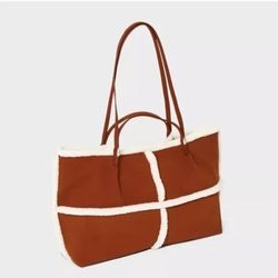 Sherpa and Faux Suede Purse 