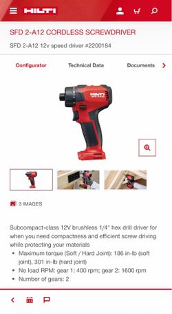 Hilti SFD 2-A12 cordless screwdriver