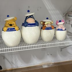 Vintage Winnie The Pooh Cookie Jar Set