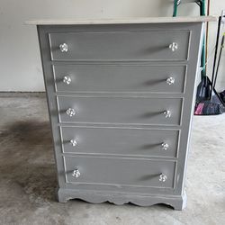 5 Drawer Grey Dresser With Marble Top