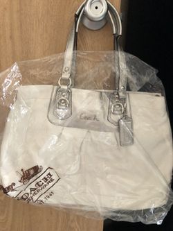 Special edition white and silver coach handbag New