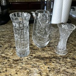 3 Crystal Vases