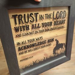 Glass Framed Horse/Cowboy Decor 