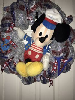 Custom Mickey Mouse Sailor Theme Wreath