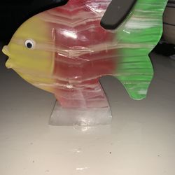 “stone” Fish Paperweight Red Yellow Green 