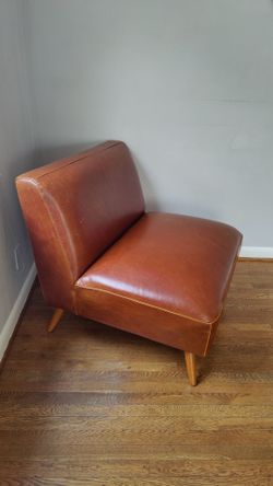 Mid-Century Faux Leather Accent Chair