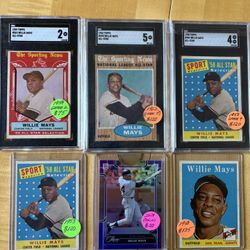 🥎 (19) WILLIE MAYS BASEBALL CARDS * 1955 ~ 1969 * (13) CARDS GRADED 👁️