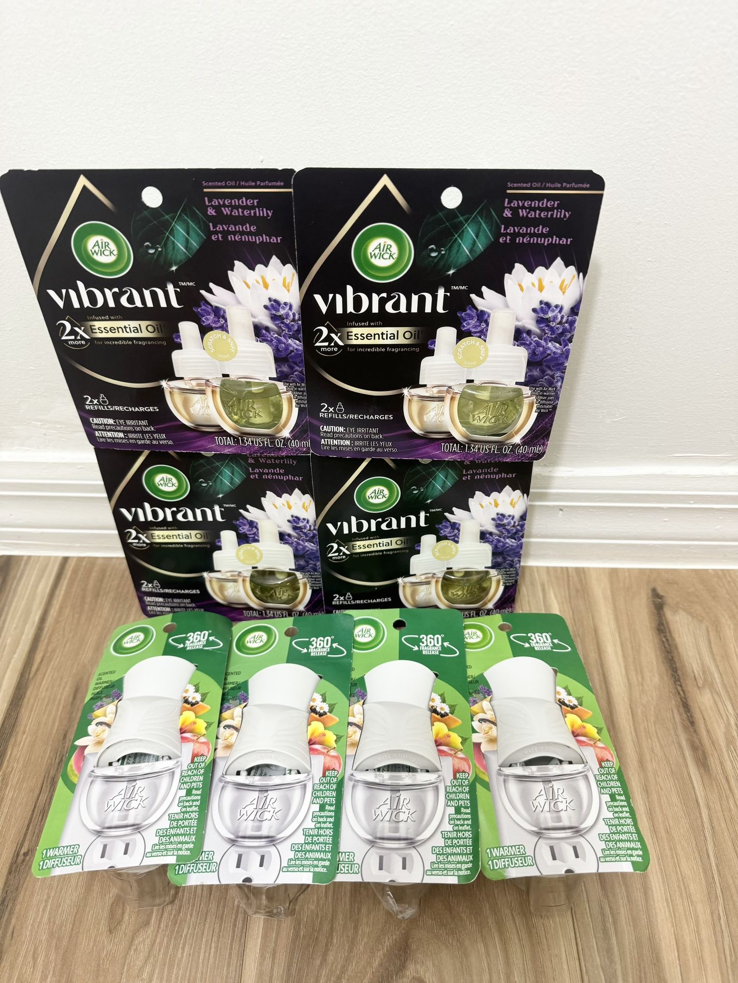 $25 For 8 pcs, Air wick 4 Twins refills and 4 warmers