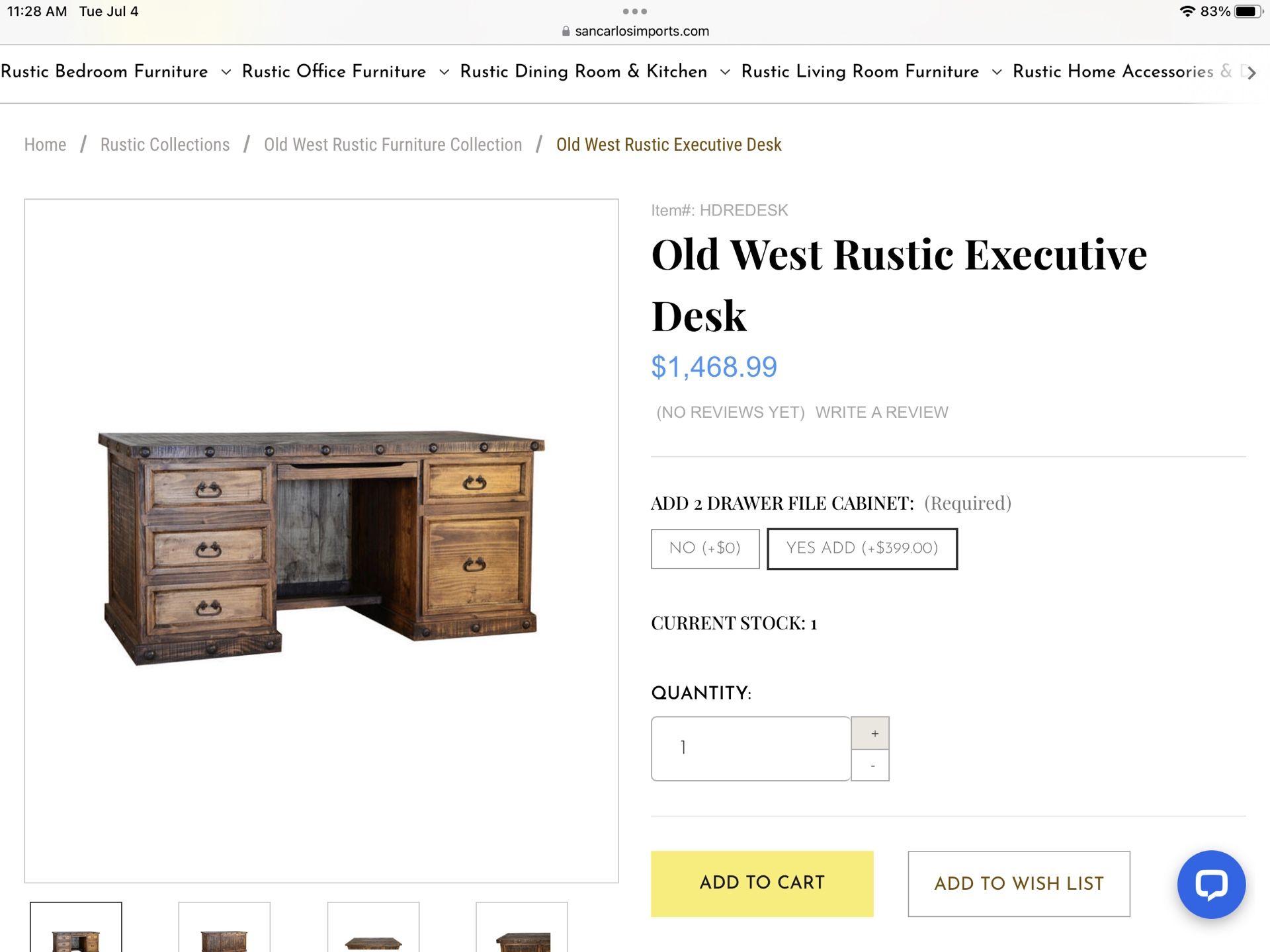 Old world Style Rustic Office Desk And File Cabinet