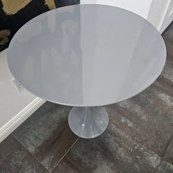 Gray Pedestal Round Table 