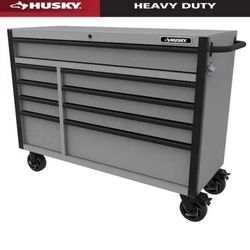 Husky Heavy-Duty 52 in. W x 20 in. D 9-Drawer Matte Gray Rolling Tool Cabinet