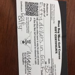 Golf Gift Certificate